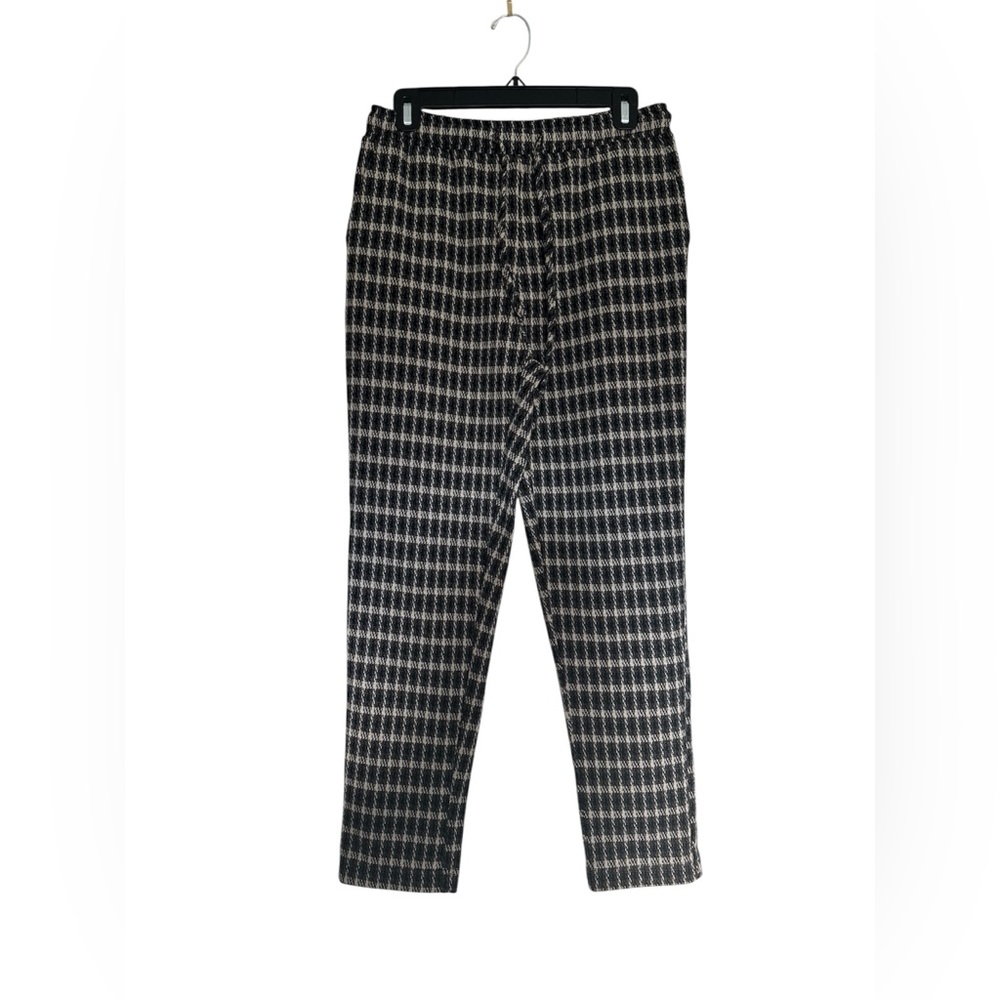 VICI Collection Cream/Brown/Black Plaid Felt Straight Leg Pull-On Pants Size M